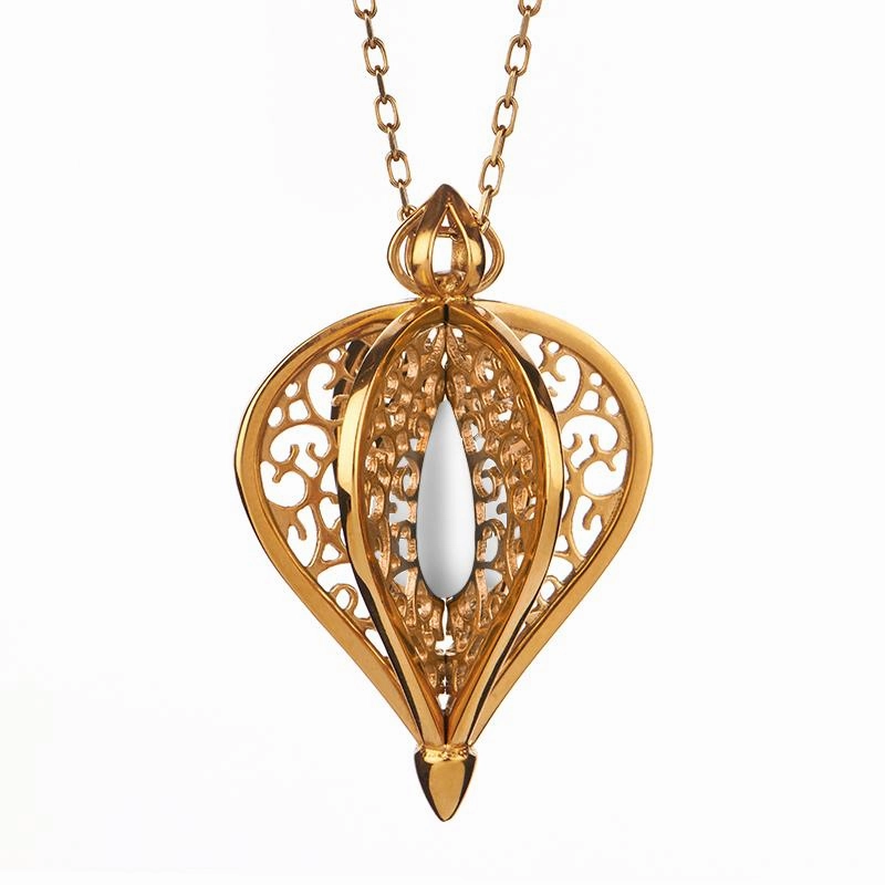 Yellow Gold Plated Sterling Silver Bauxite Flore Filigree Small Necklace