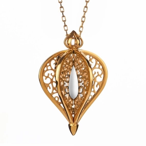 Yellow Gold Plated Sterling Silver Bauxite Flore Filigree Small Necklace