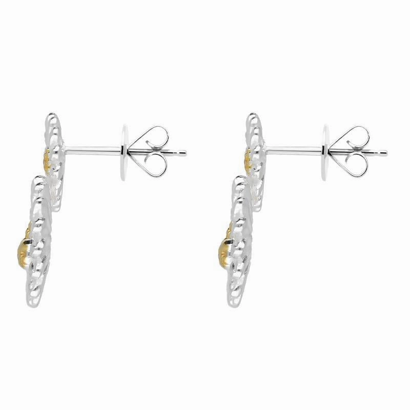 Yellow Gold Plated Sterling Silver Double Daisy Stud Earrings