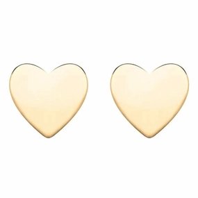 Yellow Gold Plated Sterling Silver Heart Stud Earrings