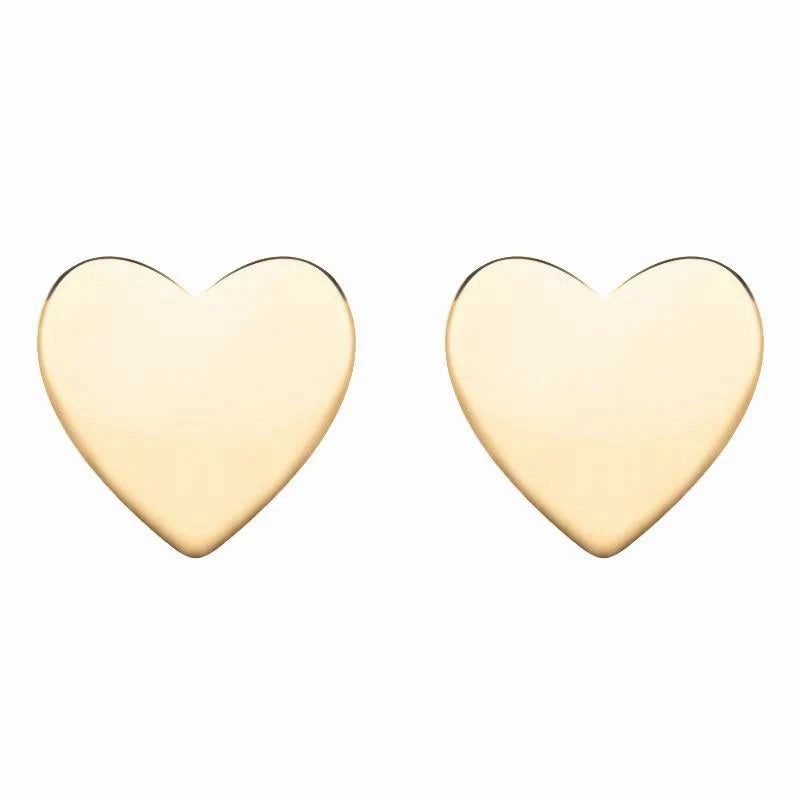 Yellow Gold Plated Sterling Silver Heart Stud Earrings