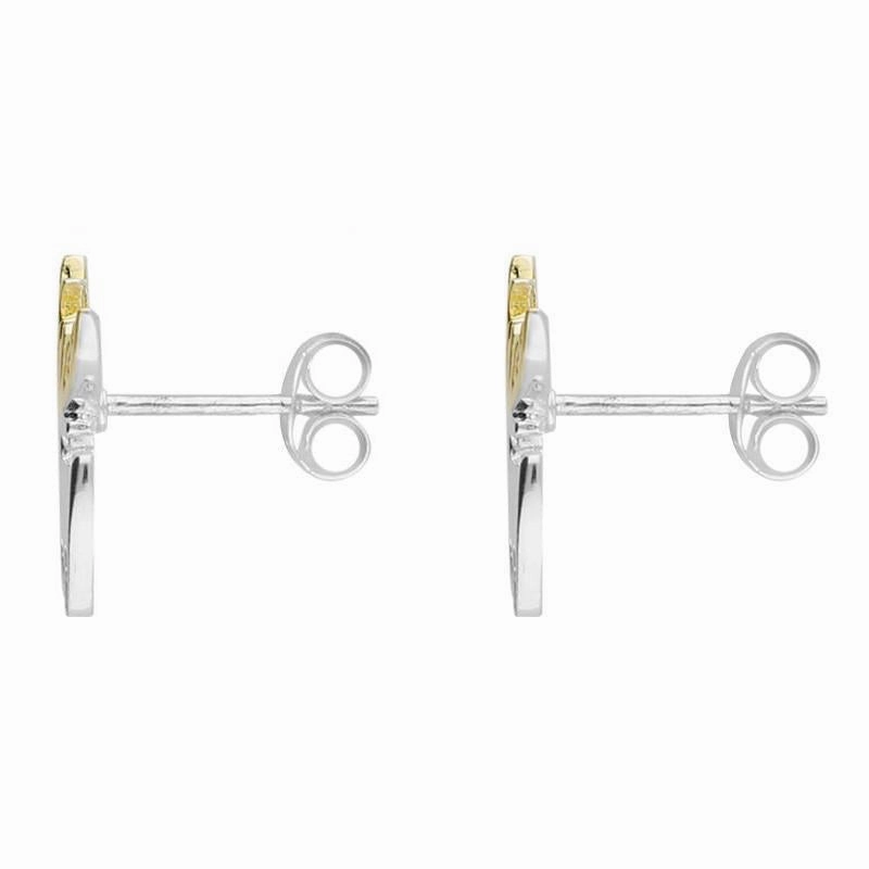 Yellow Gold Plated Sterling Silver Reindeer Silhouette Earrings
