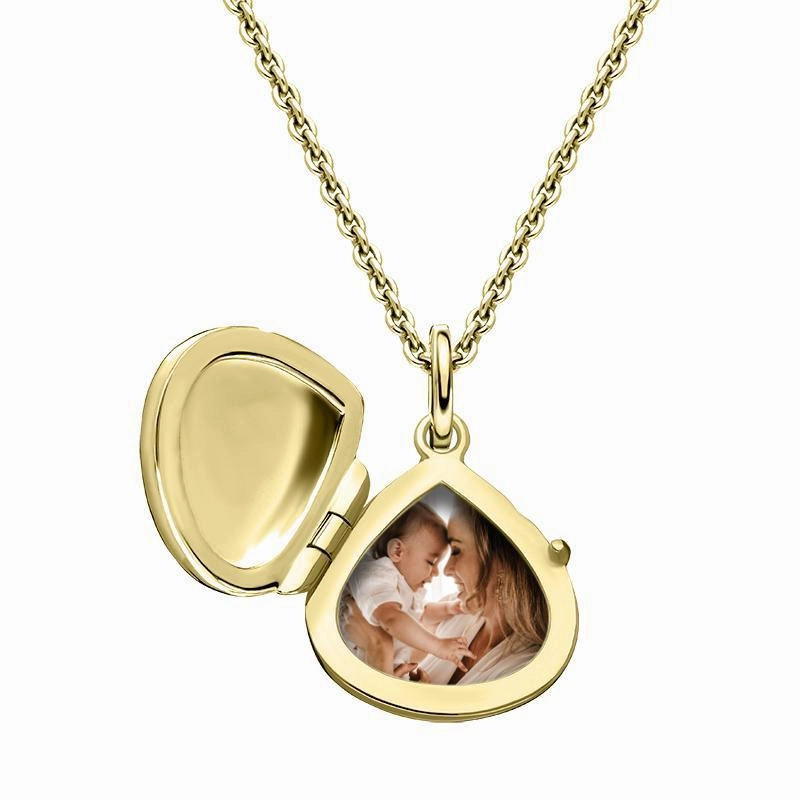 Yellow Gold Plated Sterling Silver Tear Drop Keepsake Locket