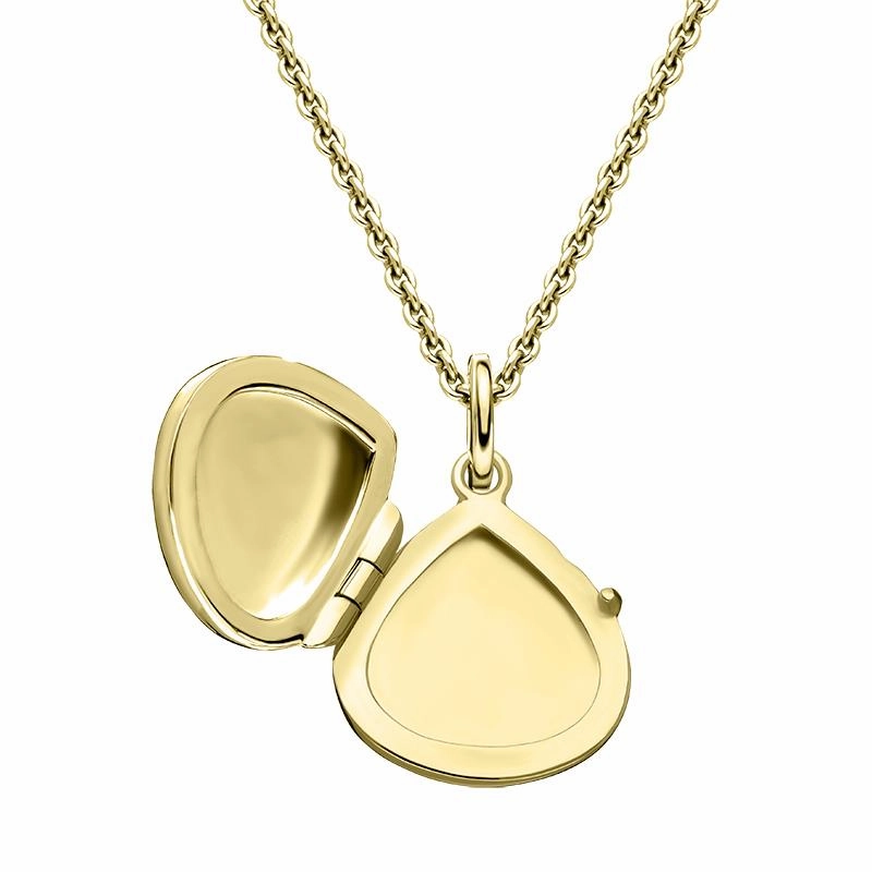 Yellow Gold Plated Sterling Silver Tear Drop Keepsake Locket