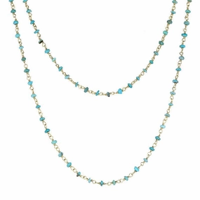 Yellow Gold Plated Sterling Silver Turquoise 3mm Bead Chain Link Necklace