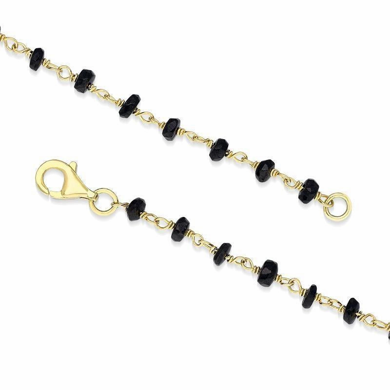 Yellow Gold Plated Sterling Silver Whitby Jet 4mm Bead Chain Link Necklace