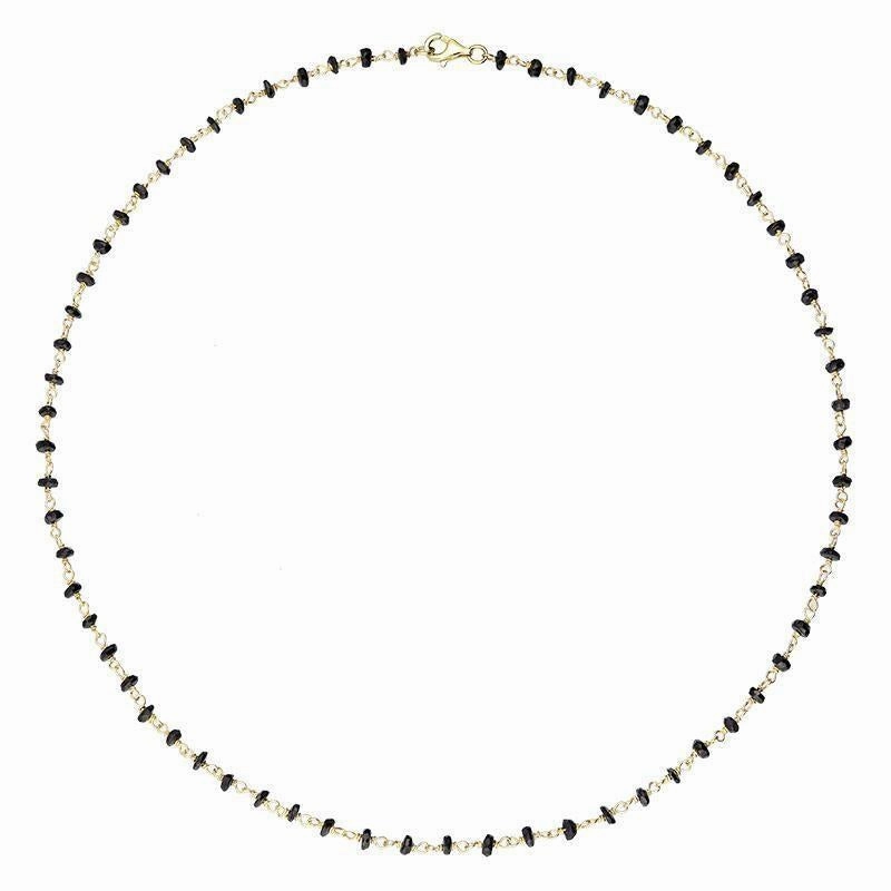 Yellow Gold Plated Sterling Silver Whitby Jet 4mm Bead Chain Link Necklace