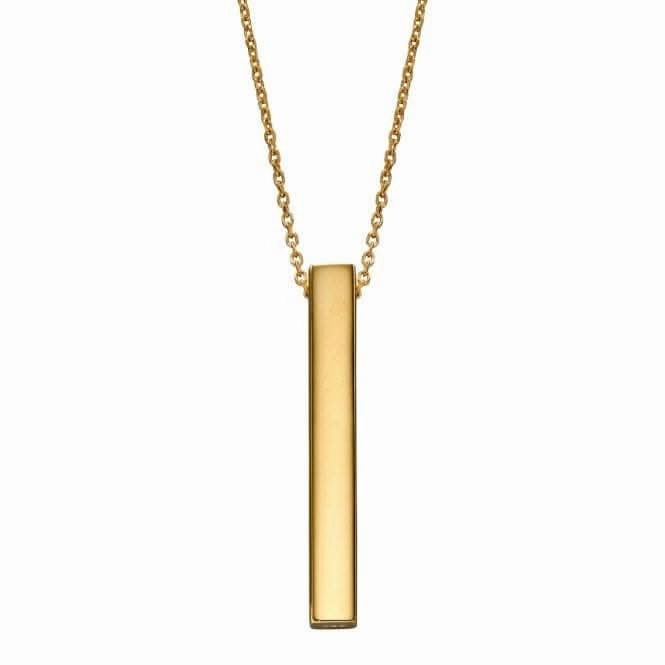 Yellow Gold Plated Vertical Engravable Bar Necklace N4425