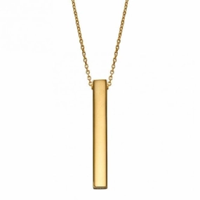 Yellow Gold Plated Vertical Engravable Bar Necklace N4425