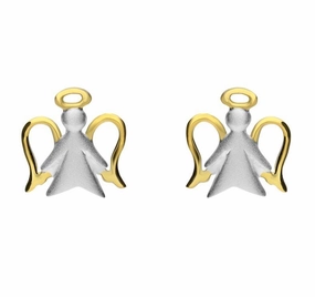 Yellow Gold Sterling Silver Plated Angel Stud Earrings