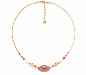 YOKO looped bead neklace   enamel shell