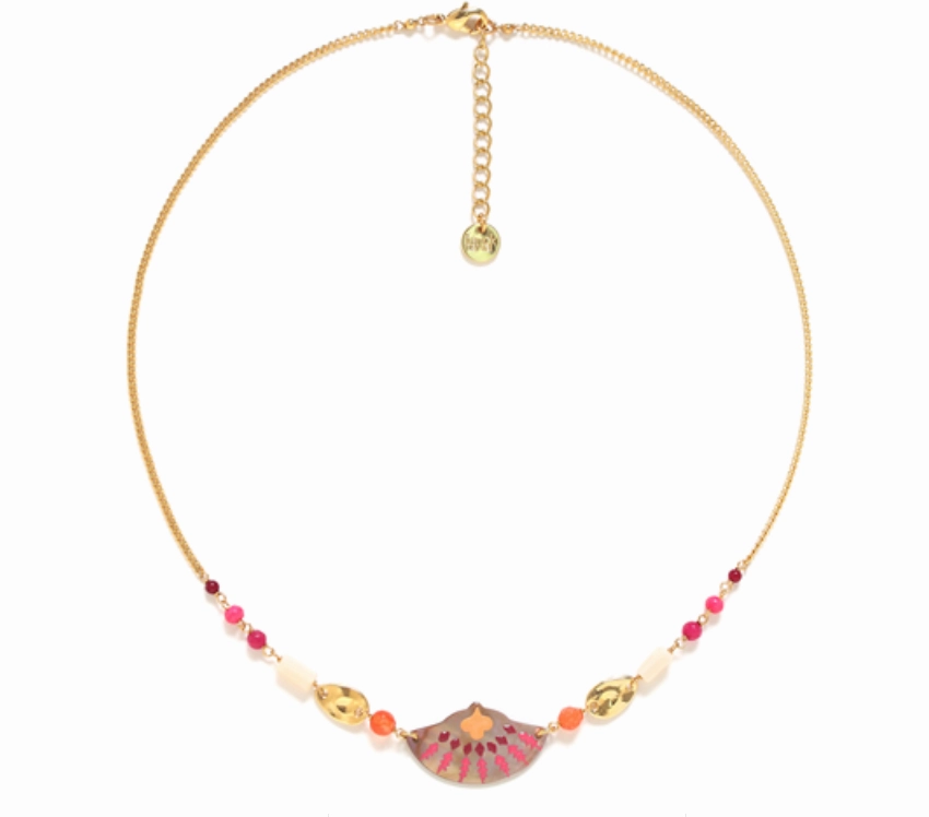 YOKO looped bead neklace   enamel shell